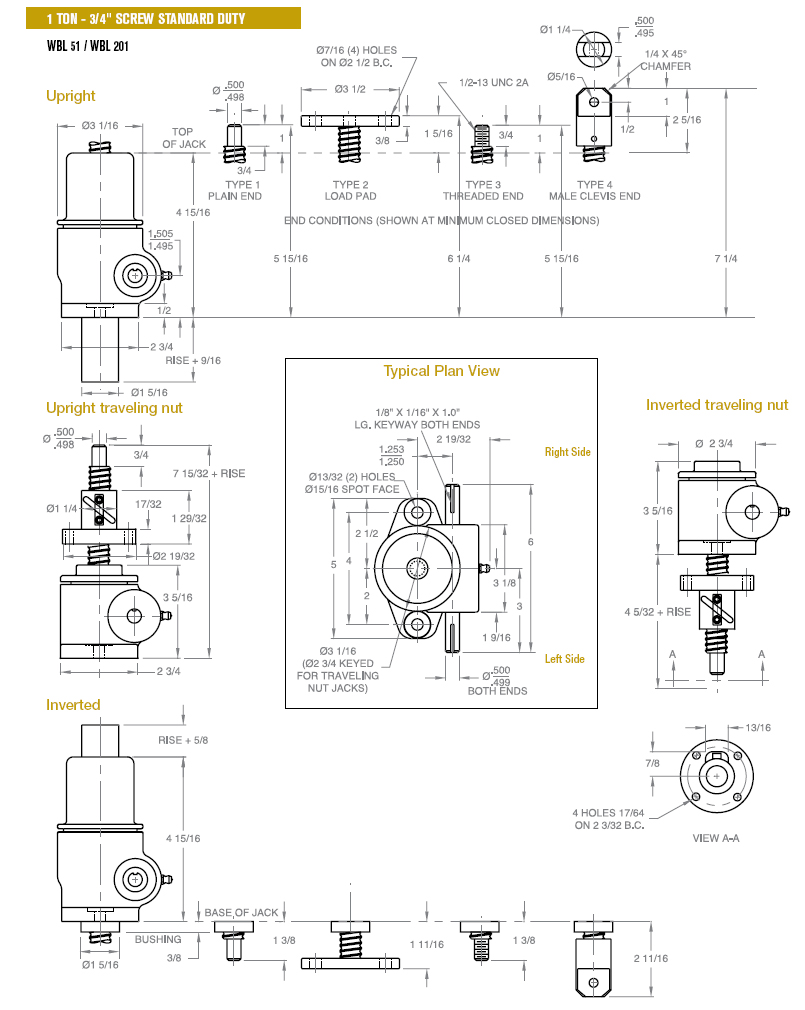 1 TON - 3/4" SCREW STANDARD DUTY