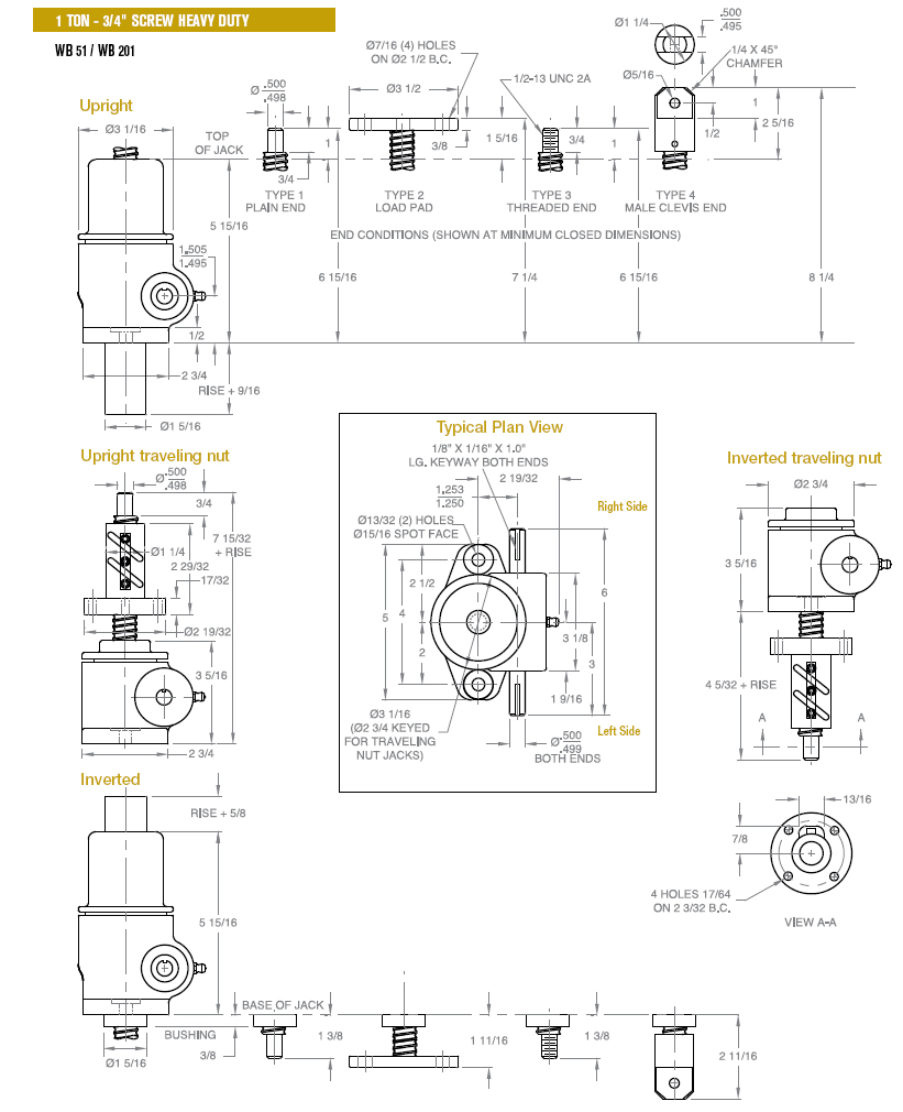 1 TON - 3/4" SCREW STANDARD DUTY