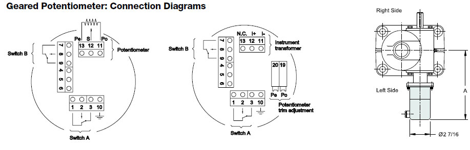 Geared Potentiometer: Connection Diagrams